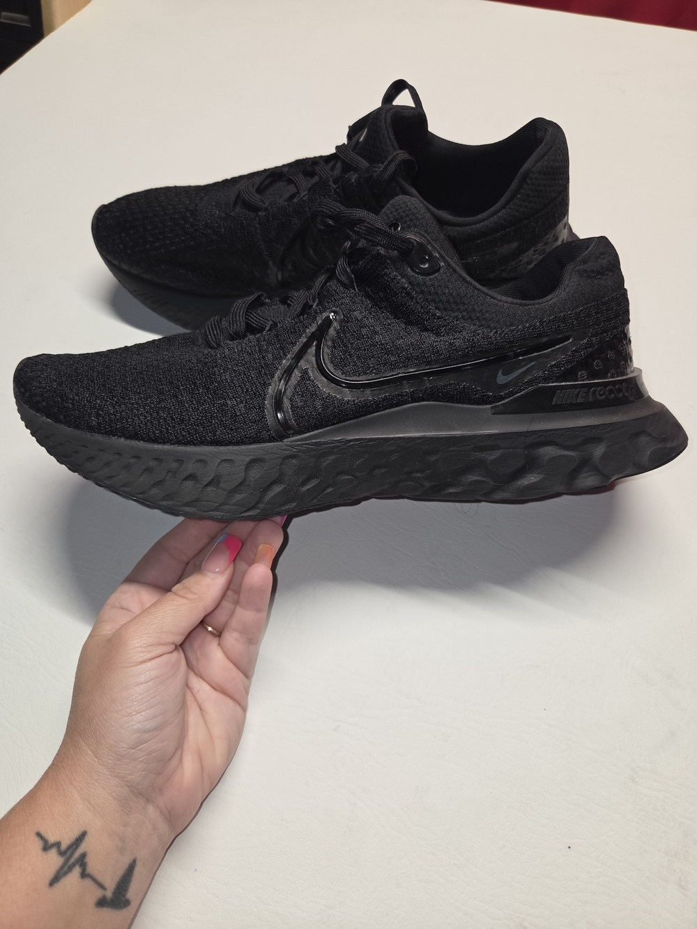 Nike React Infinity Run Flyknit 3 All Black Mens 13 Like new
